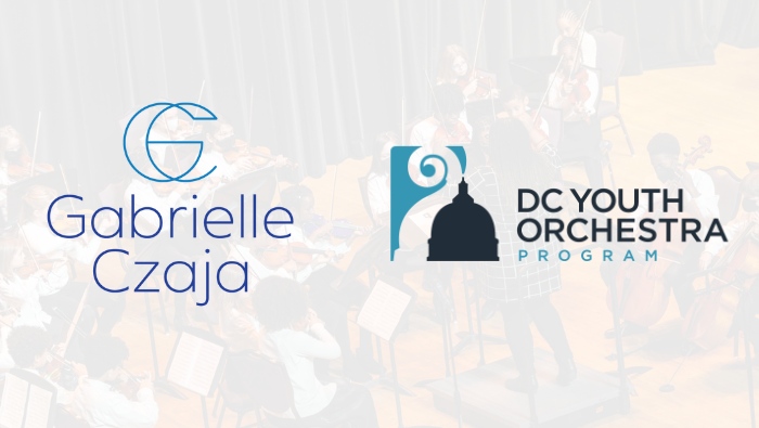 Gabrielle Czaja logo and DC Youth Orchestra logo